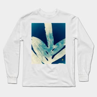 Green Fern at Midnight Bright, Navy Blue Long Sleeve T-Shirt